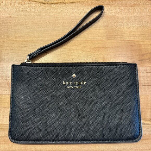 KATE SPADE Leather Wristlet/Clutch with Gold Details - Picture 2 of 4